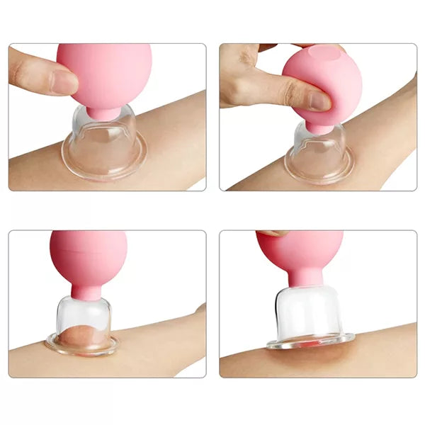 Set De 2 Ventouses Massage Silicone Anti-Cellulite - Kit Thérapie Ventouse Corps Et Visage Rose
