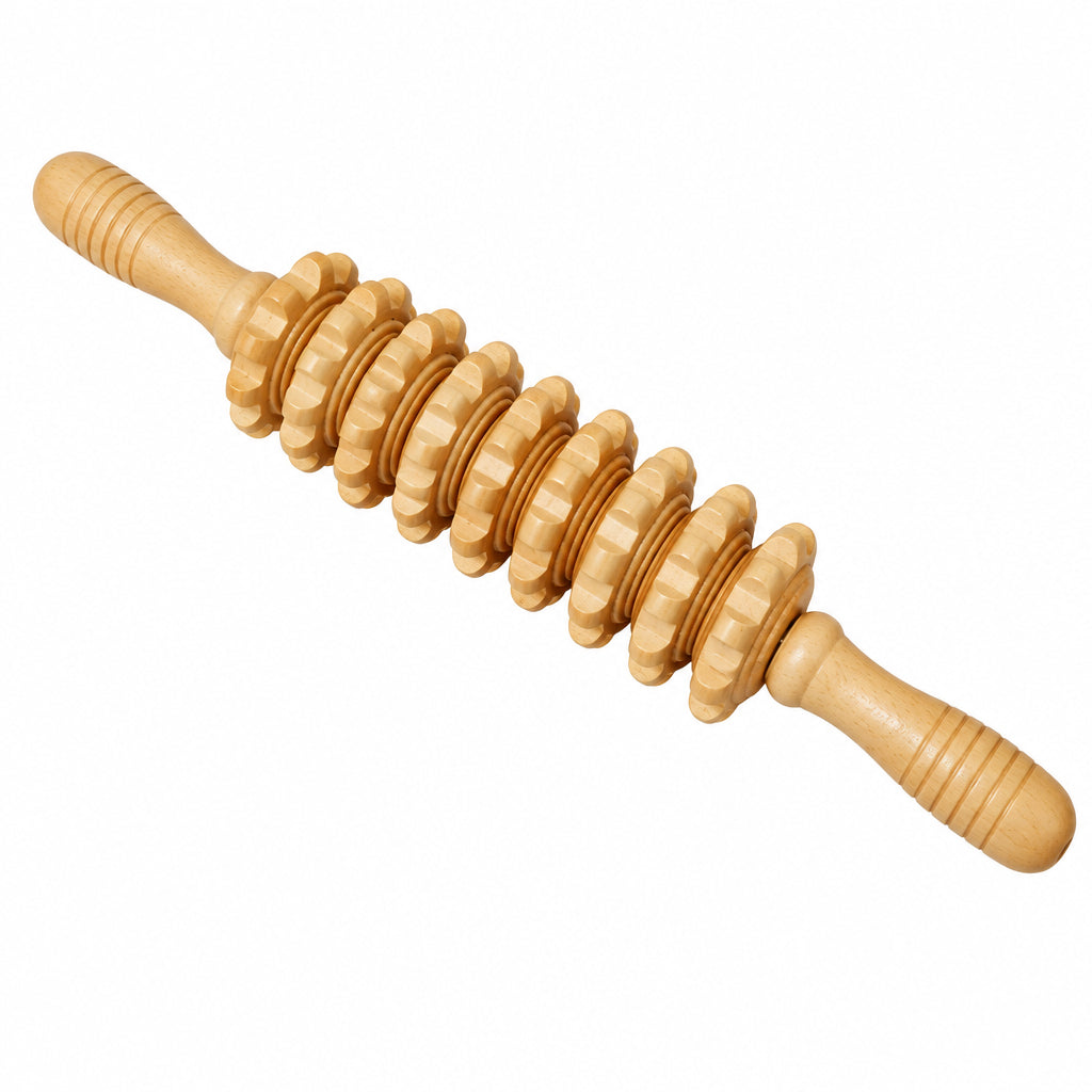 Rouleau de Massage en Bois Anti-Cellulite – Madérothérapie & Drainage Lymphatique